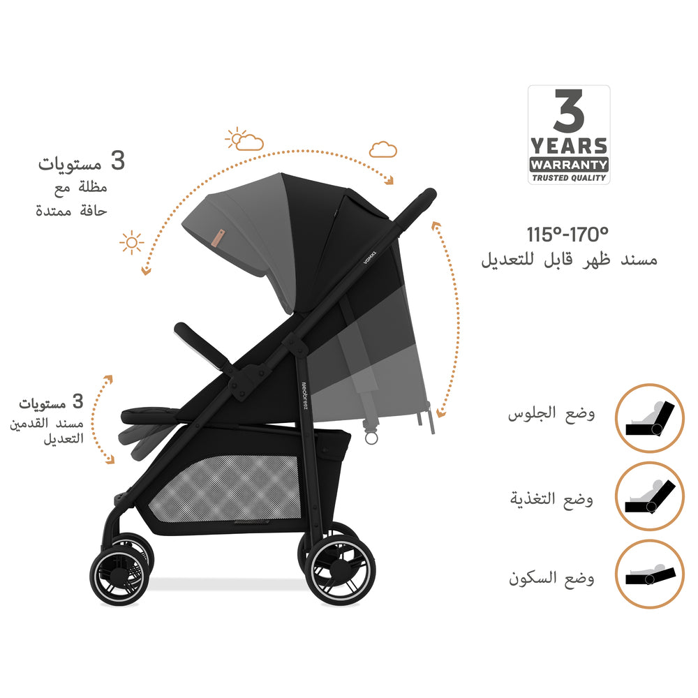 Neobreez VOMX1 Ultra Lightweight Stroller Black Neobreez Yallatoys