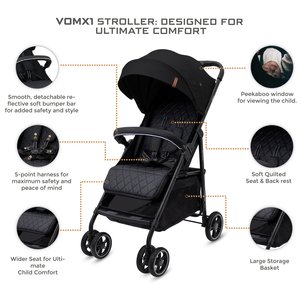 Neobreez VOMX1 Ultra Lightweight Stroller Black Neobreez Yallatoys