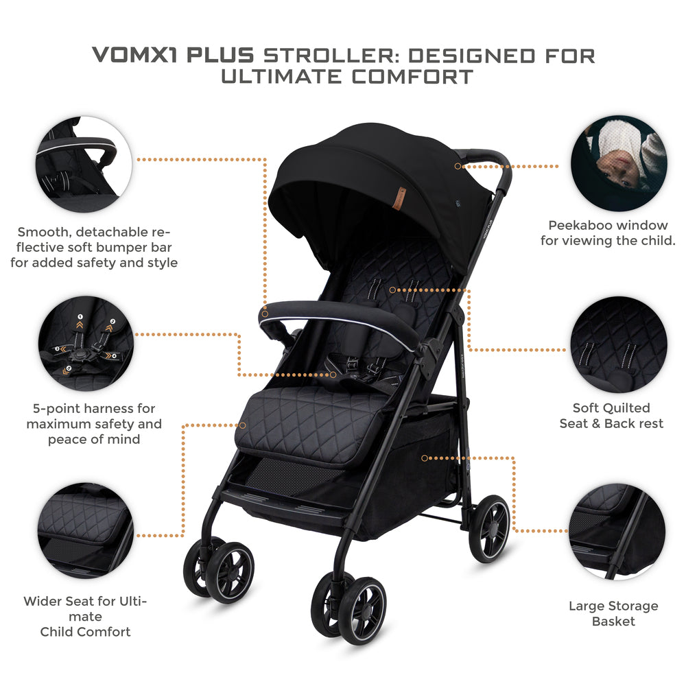 Neobreez VOMX1 PLUS 2 in 1 Travel System Stroller Black Neobreez Yallatoys