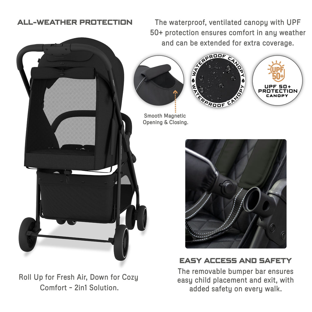 Neobreez VOMX1 PLUS 2 in 1 Travel System Stroller Black Neobreez Yallatoys