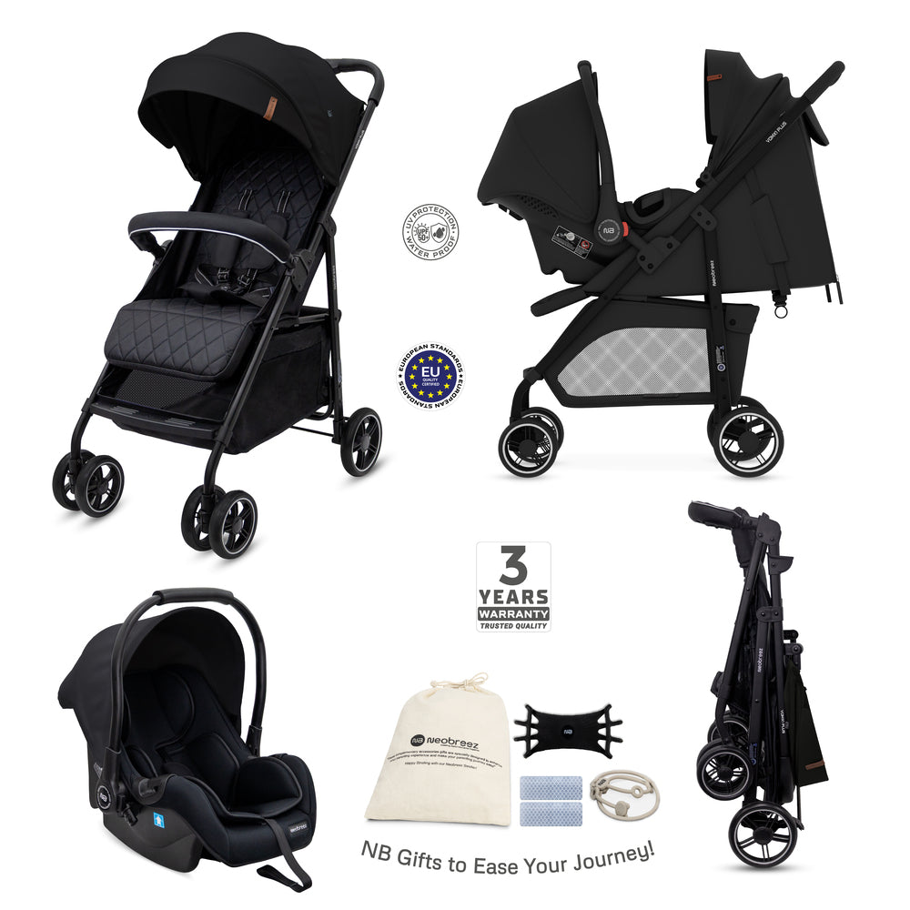 Neobreez VOMX1 PLUS 2 in 1 Travel System Stroller Black Neobreez Yallatoys