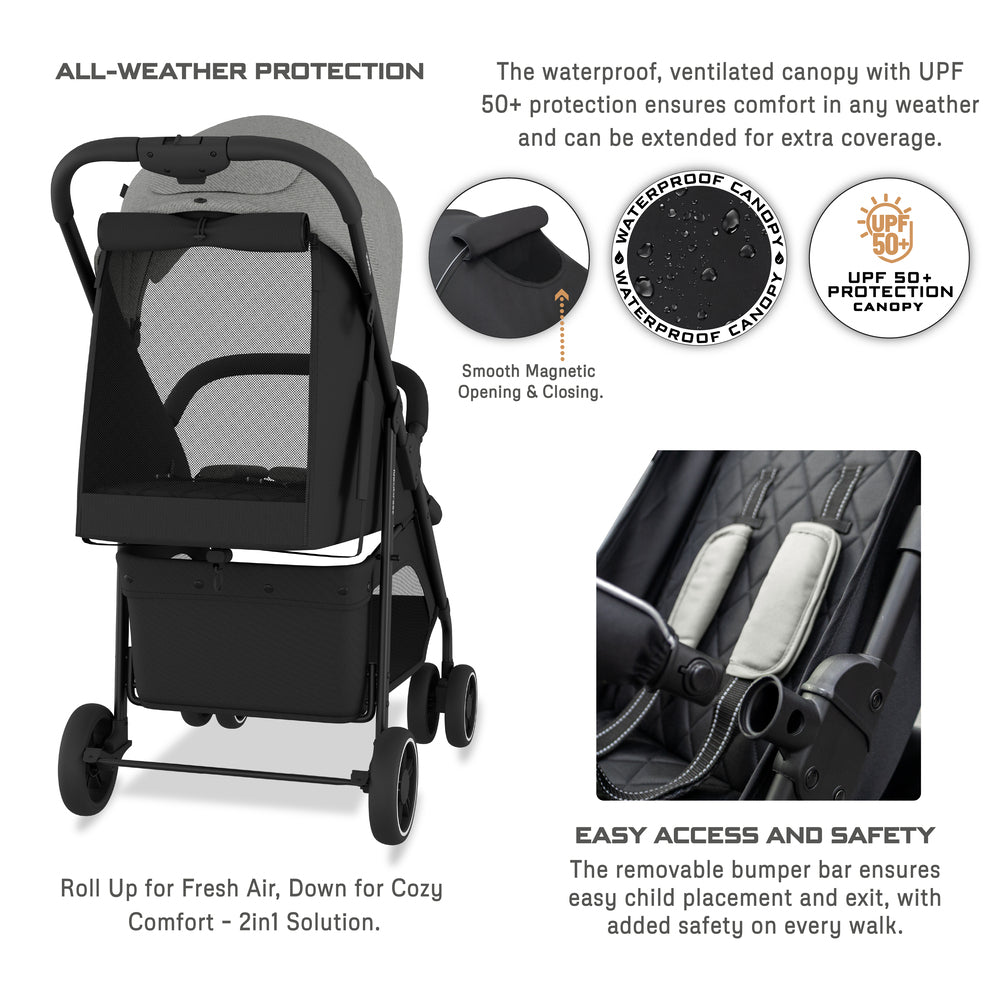 Neobreez VOMX1 Ultra Lightweight Stroller Medium Gray Neobreez Yallatoys