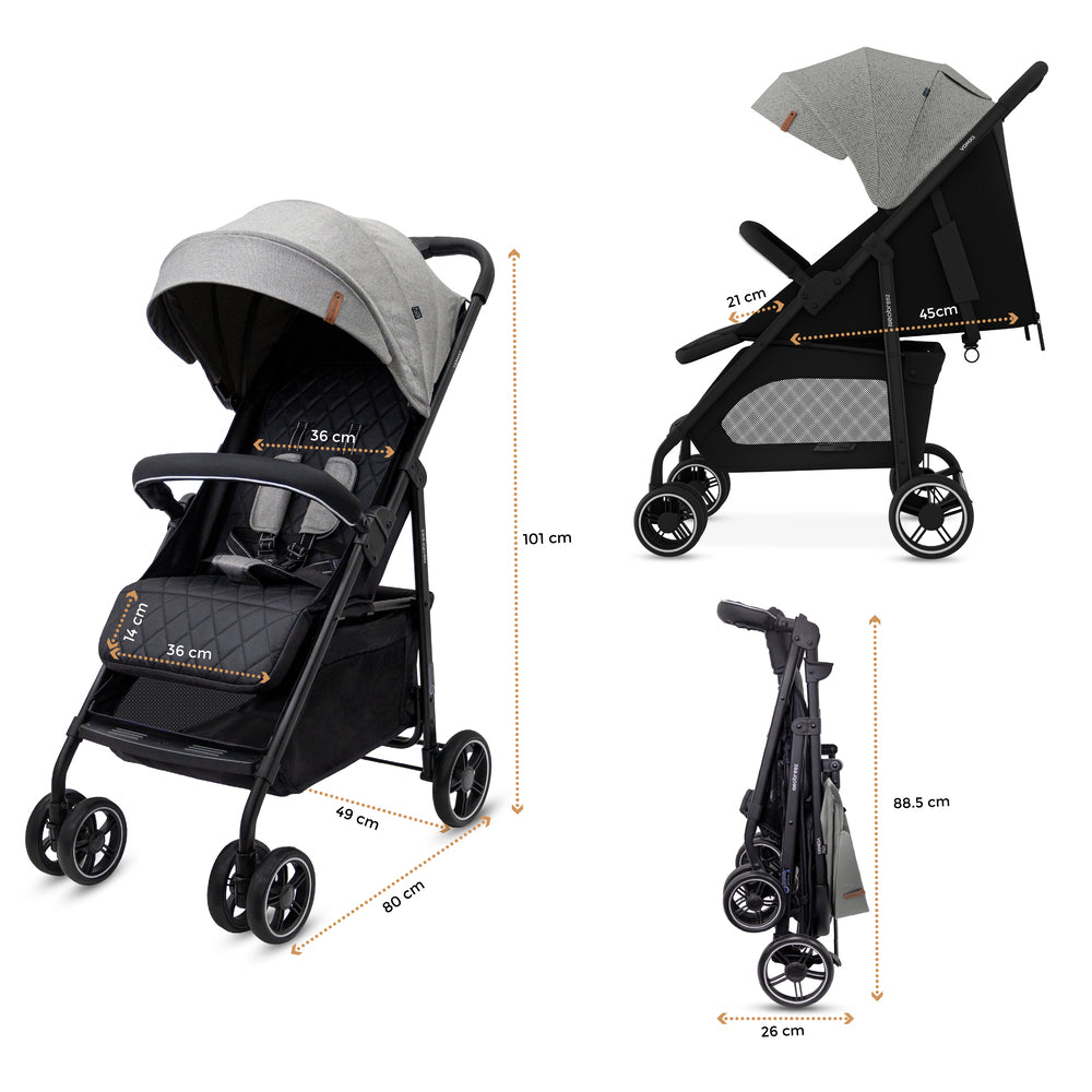 Neobreez VOMX1 Ultra Lightweight Stroller Medium Gray Neobreez Yallatoys