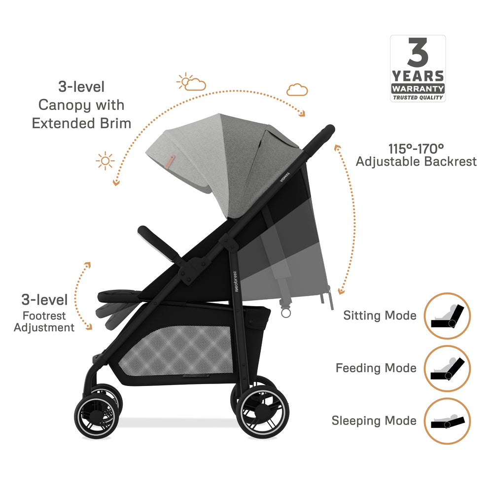 Neobreez VOMX1 Ultra Lightweight Stroller Medium Gray Neobreez Yallatoys