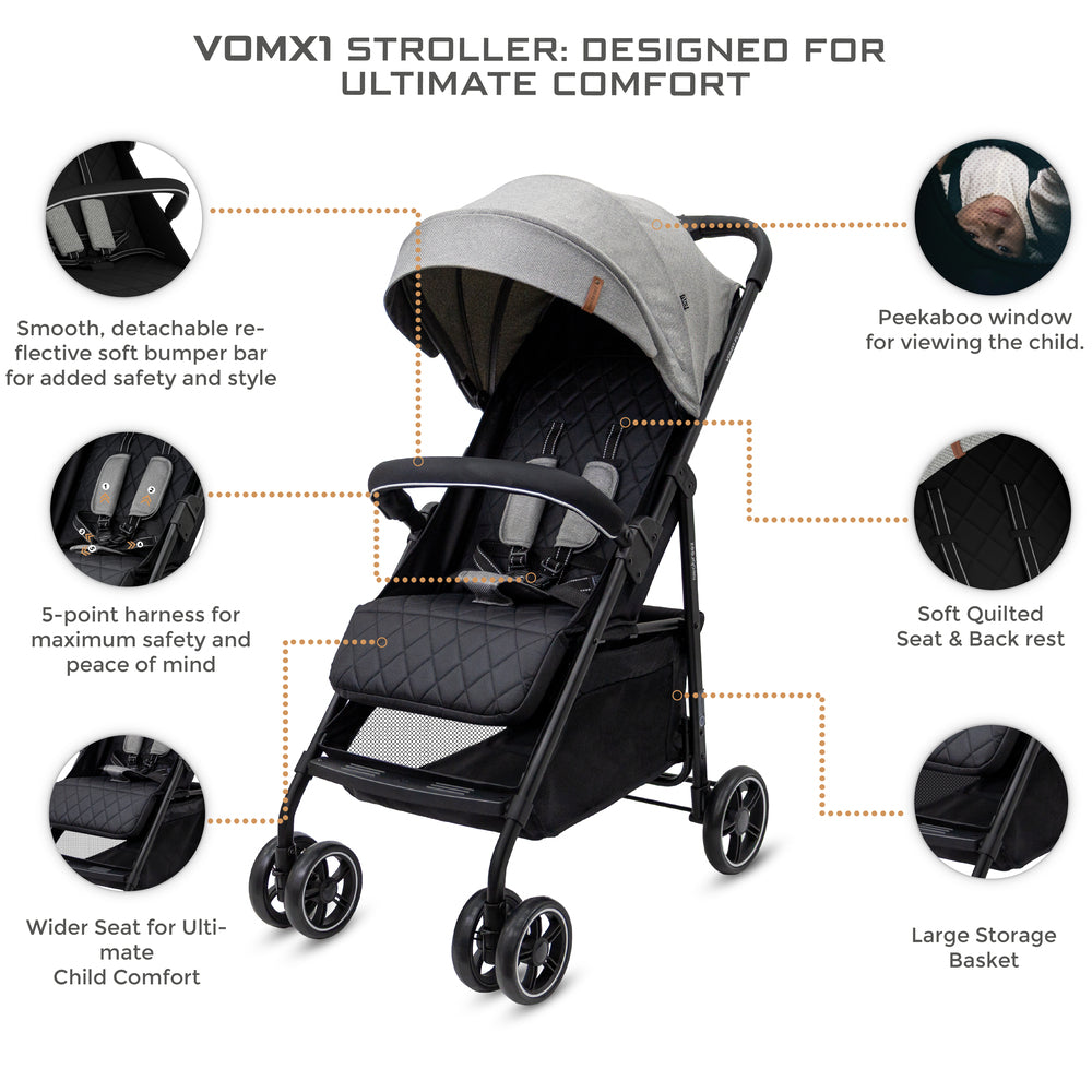 Neobreez VOMX1 Ultra Lightweight Stroller Medium Gray Neobreez Yallatoys