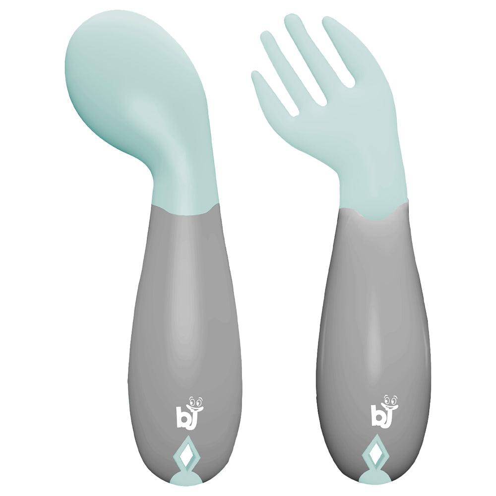 Babyjem Plastic Angled Fork & Spoon Set Mint 6 Months+ Babyjem Yallatoys