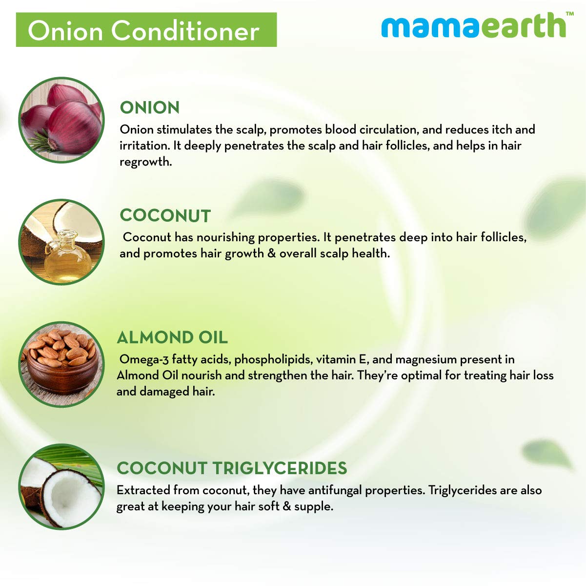 Mamaearth Onion Condtionr For Hair Growth Fall Control Cocont 250 Ml Mamaearth Yallatoys