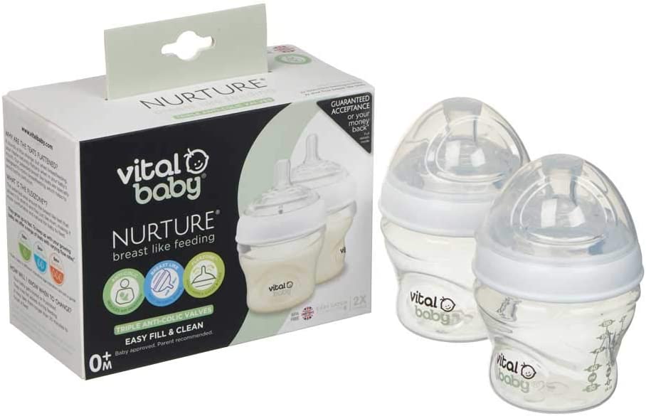 Vital Baby  Nurture Breast Like Feeding Bottles 150Ml 2Pk  0 Months+ Vital Baby Yallatoys