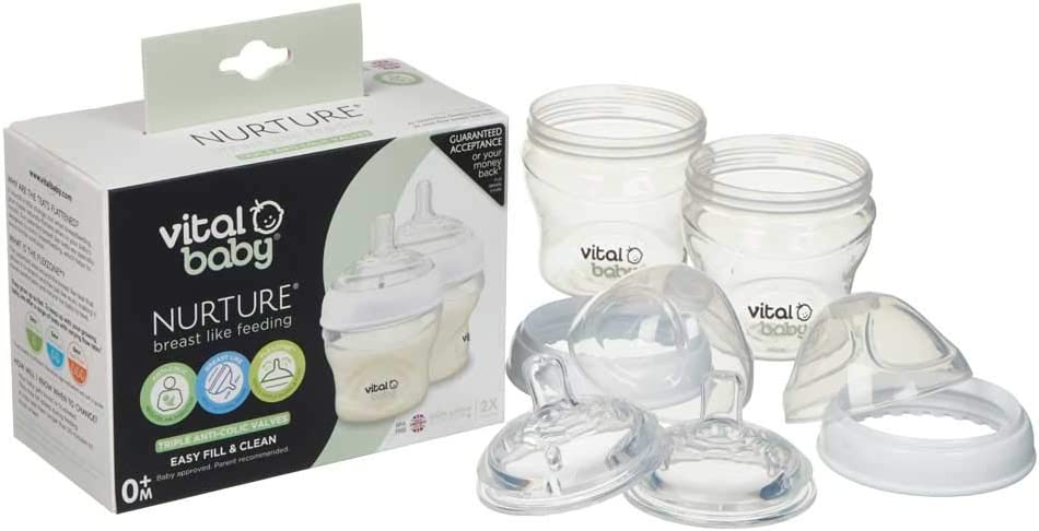 Vital Baby  Nurture Breast Like Feeding Bottles 150Ml 2Pk  0 Months+ Vital Baby Yallatoys