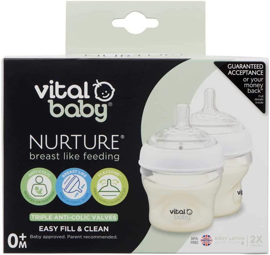 Vital Baby  Nurture Breast Like Feeding Bottles 150Ml 2Pk  0 Months+ Vital Baby Yallatoys