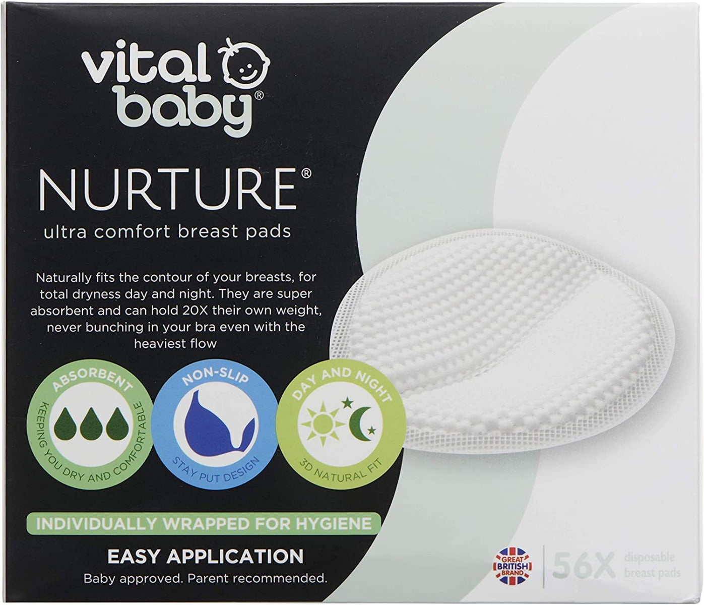 Vital Baby  Nurture Ultra Comfort Disposable Breast Pads 84Pk  Disposable White Vital Baby Yallatoys