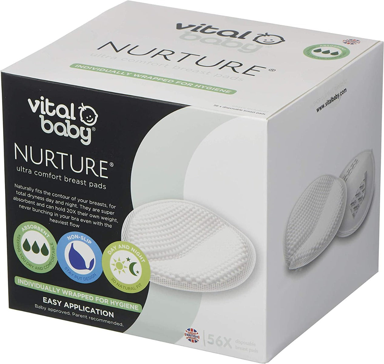 Vital Baby  Nurture Ultra Comfort Disposable Breast Pads 84Pk  Disposable White Vital Baby Yallatoys