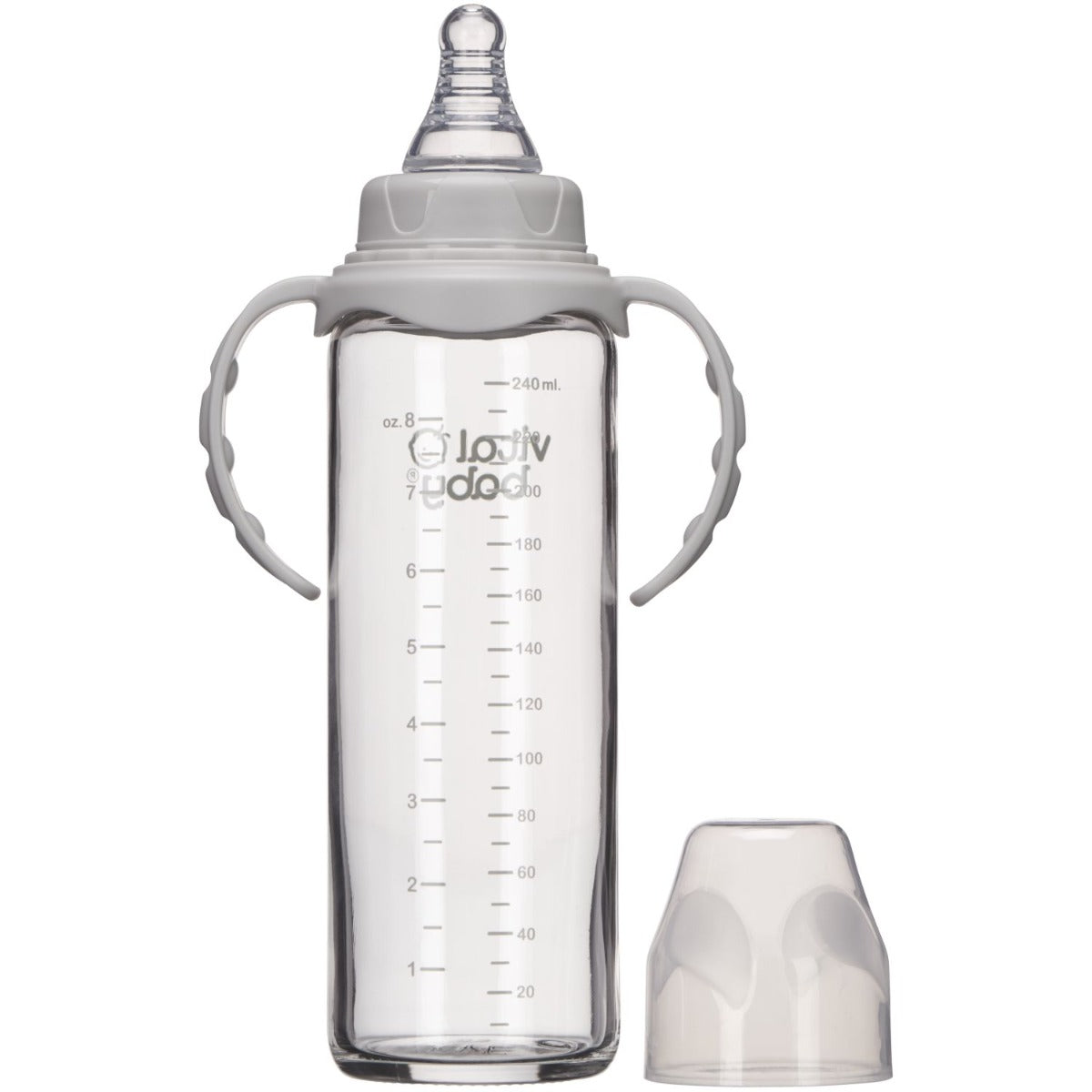 Vital Baby  Nurture Glass Feeding Bottle With Handles 240Ml 0 Months+ Vital Baby Yallatoys