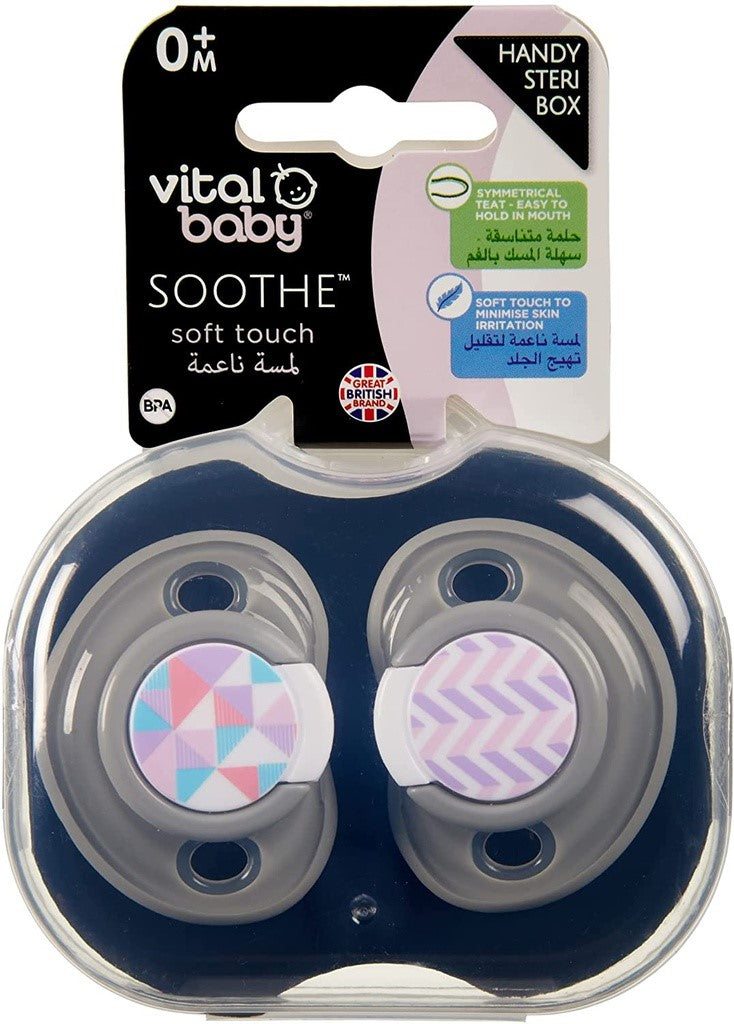 Vital Baby  Soothe Soft Touch 2Pk  Girl 0 Months+ Vital Baby Yallatoys