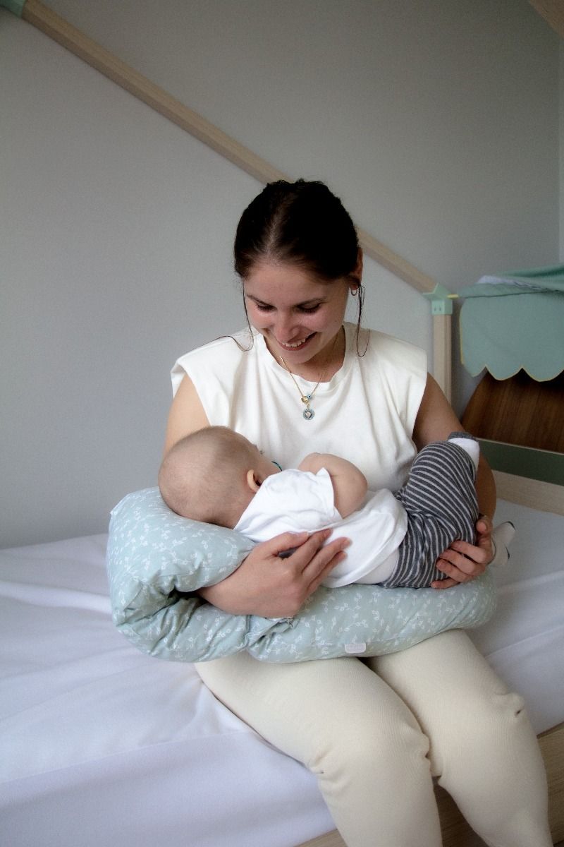 Babyjem Head Supported Breastfeeding Cushion Green Flower Babyjem Yallatoys