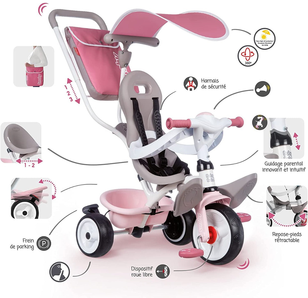 Buy Smoby Baby Balade Tricycle Rosa | Yallatoys.com