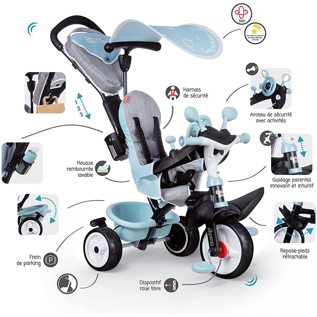 Buy Smoby Tricycle Baby Driver Plus Blue | Yallatoys.com