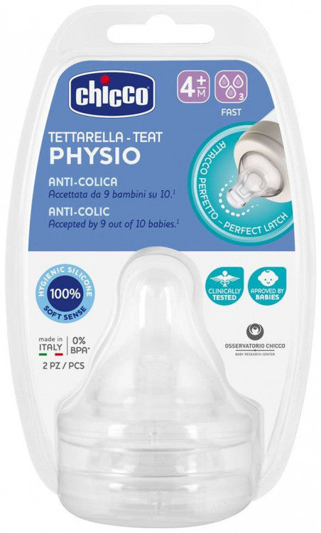 Chicco Physio Teats Fast Flow - 4M+ - 2PCS Chicco Yallatoys