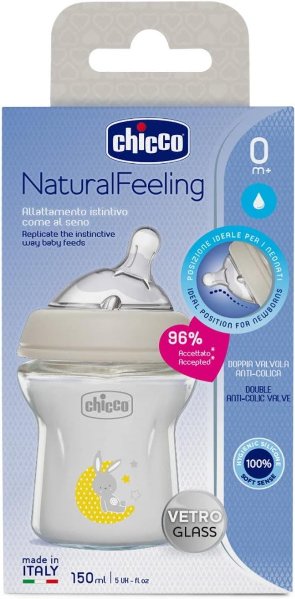 Chicco New Natural Feeling Glass Bottle - 0M+ - 150Ml Chicco Yallatoys