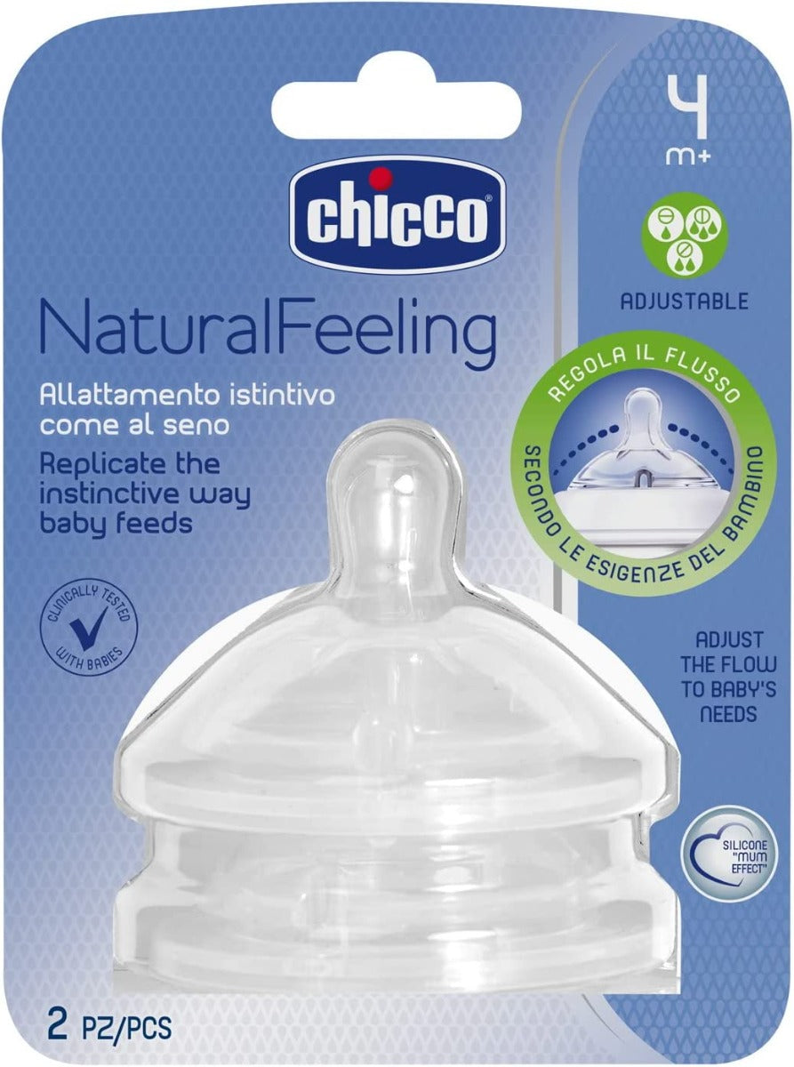 Chicco Teat Natfeeling 4M+ F Adjustable 2 Pcs Chicco Yallatoys