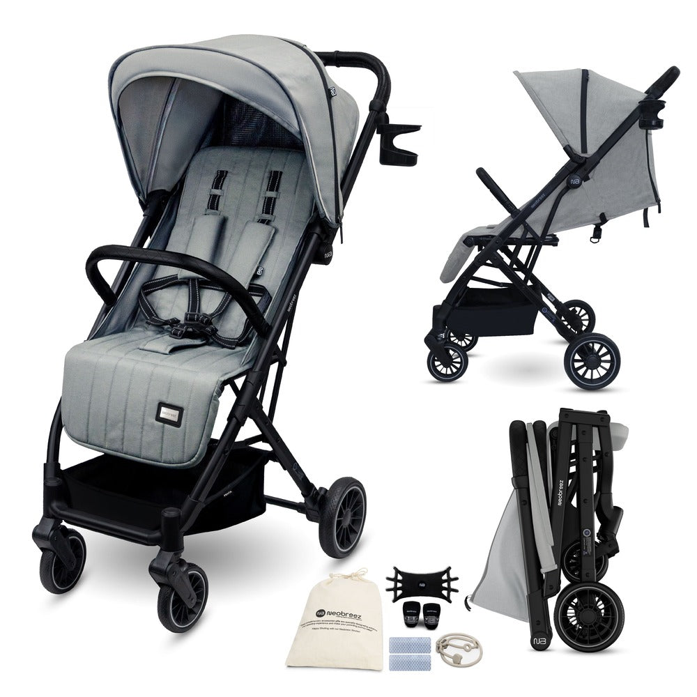 Neobreez Penta Compact Lightweight Travel Stroller with Cup Holder Medium Grey Neobreez Yallatoys