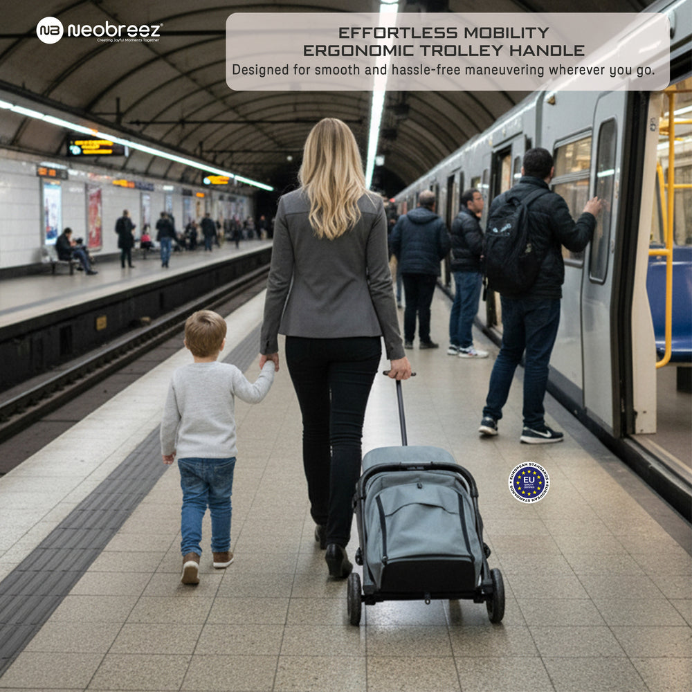 Neobreez Penta Compact Lightweight Travel Stroller with Cup Holder Medium Grey Neobreez Yallatoys
