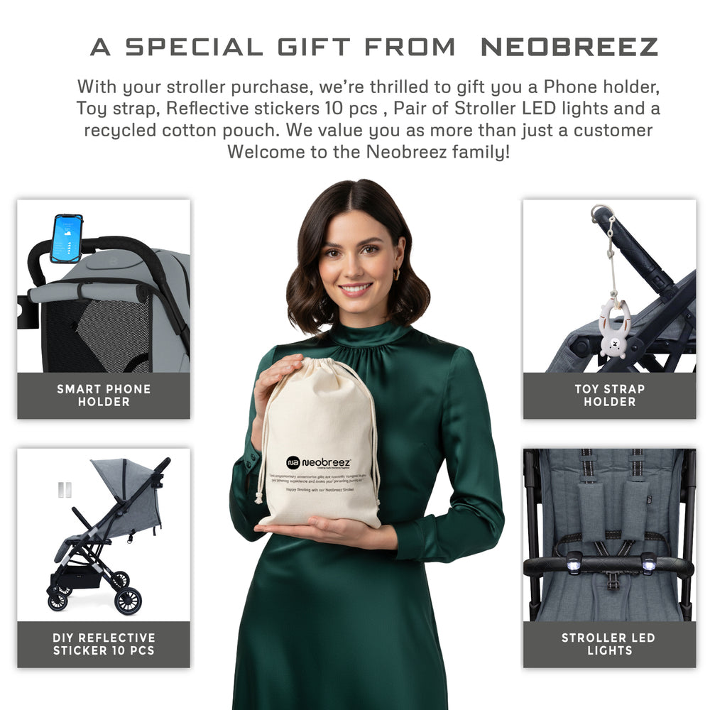 Neobreez Penta Compact Lightweight Travel Stroller with Cup Holder Medium Grey Neobreez Yallatoys