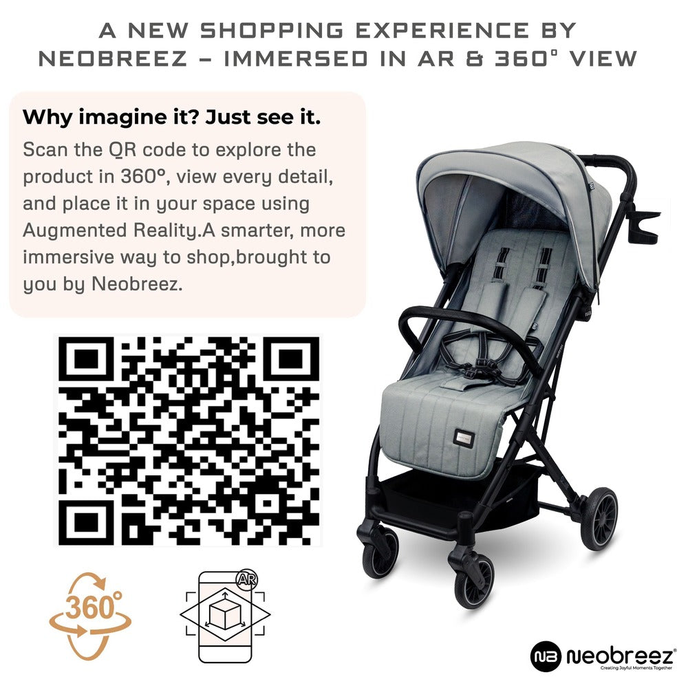 Neobreez Penta Compact Lightweight Travel Stroller with Cup Holder Medium Grey Neobreez Yallatoys