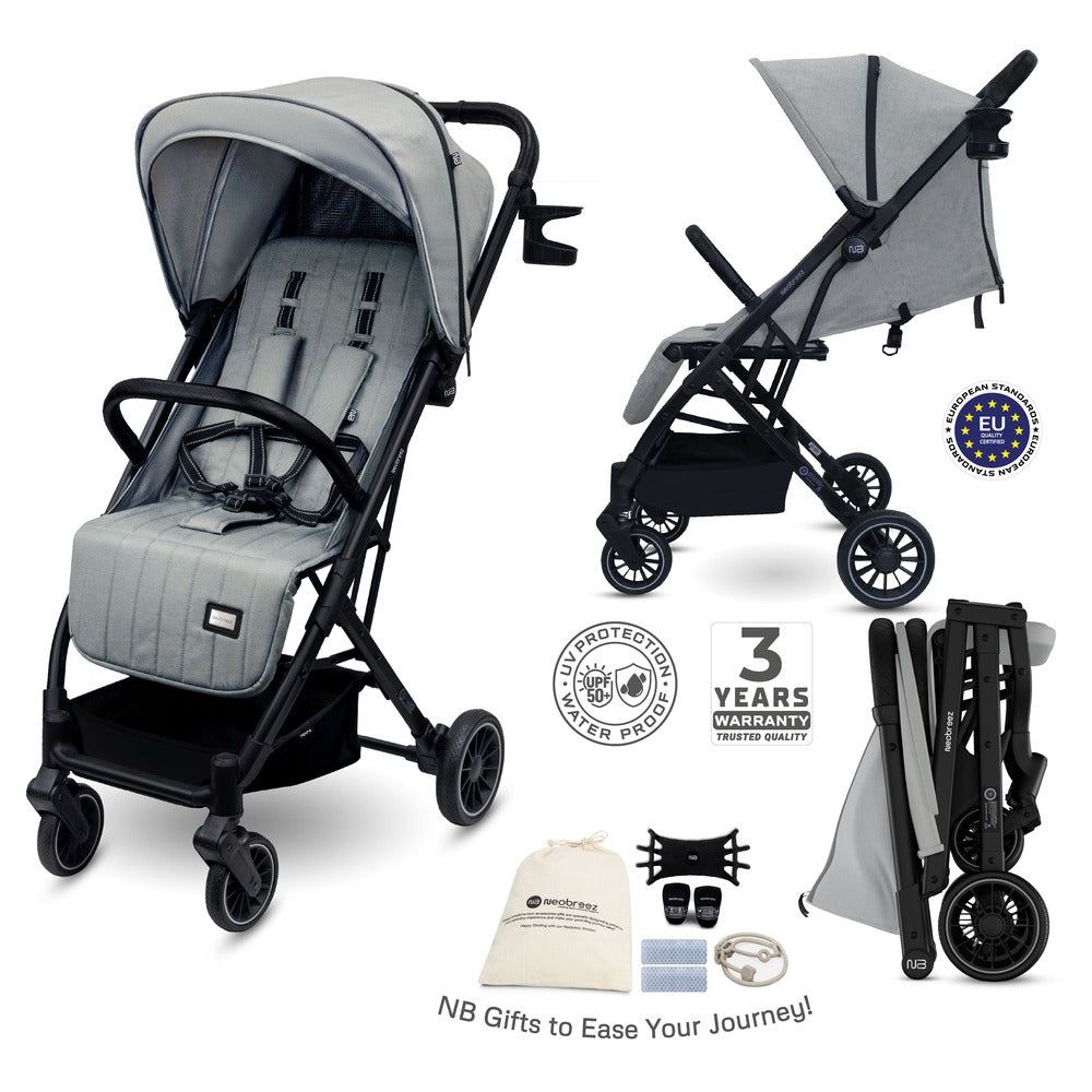 Neobreez Penta Compact Lightweight Travel Stroller with Cup Holder Medium Grey Neobreez Yallatoys