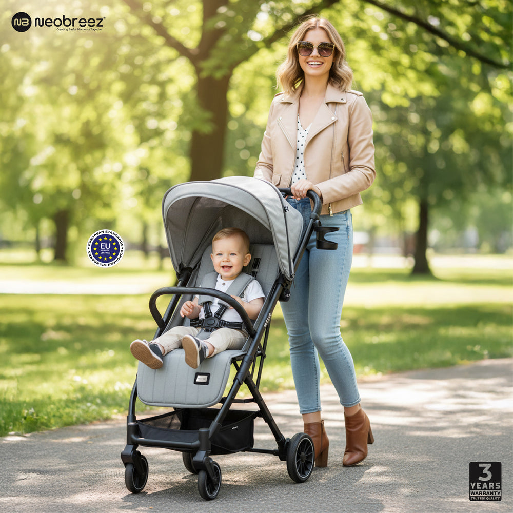 Neobreez Penta Compact Lightweight Travel Stroller with Cup Holder Medium Grey Neobreez Yallatoys