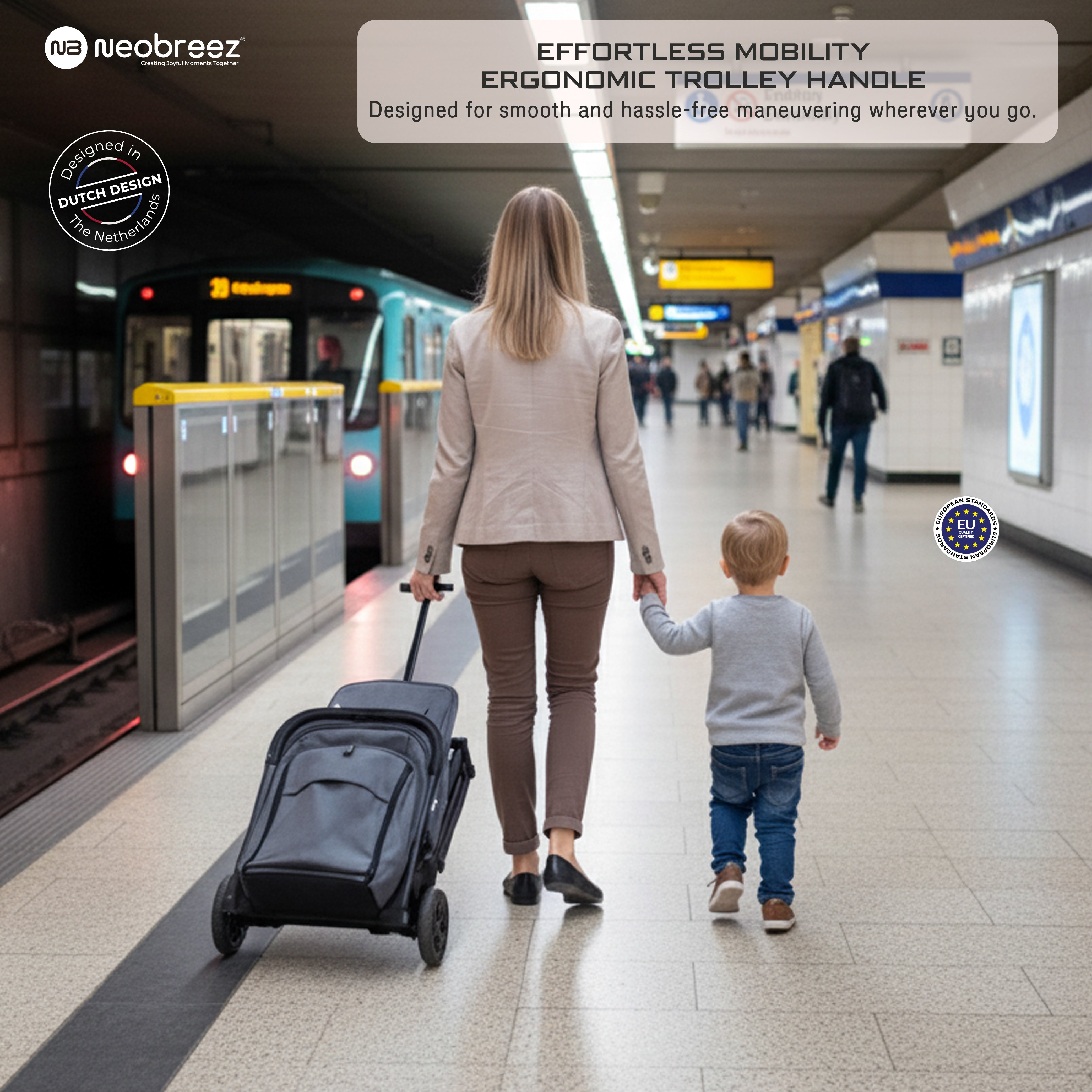 Neobreez Penta Compact Lightweight Travel Stroller With Cup Holder Black/Grey