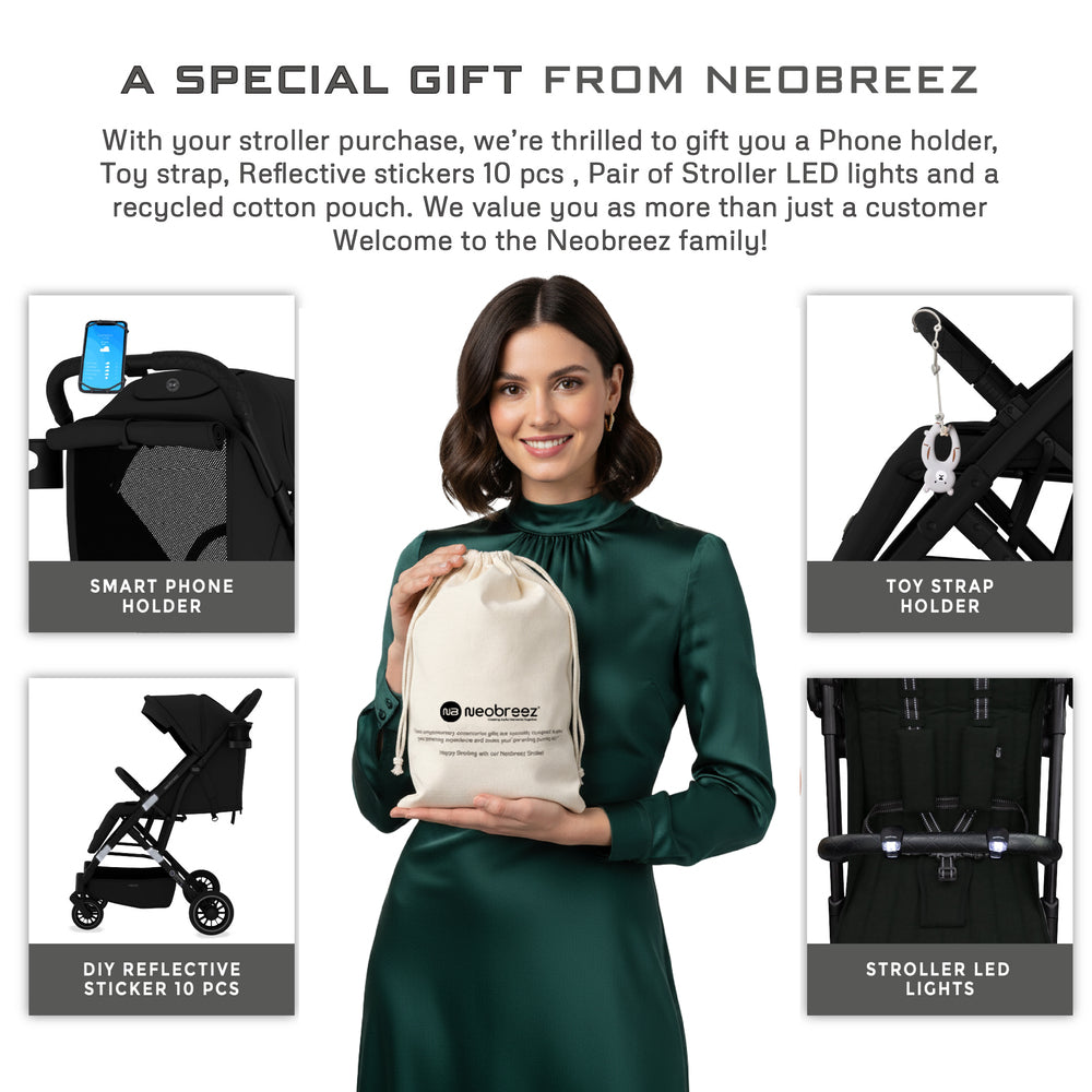Neobreez Penta Compact Lightweight Travel Stroller with Cup Holder Black Neobreez Yallatoys