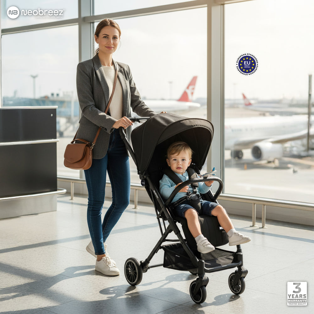 Neobreez Penta Compact Lightweight Travel Stroller with Cup Holder Black Neobreez Yallatoys