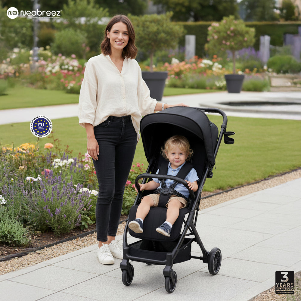 Neobreez Penta Compact Lightweight Travel Stroller with Cup Holder Black Neobreez Yallatoys