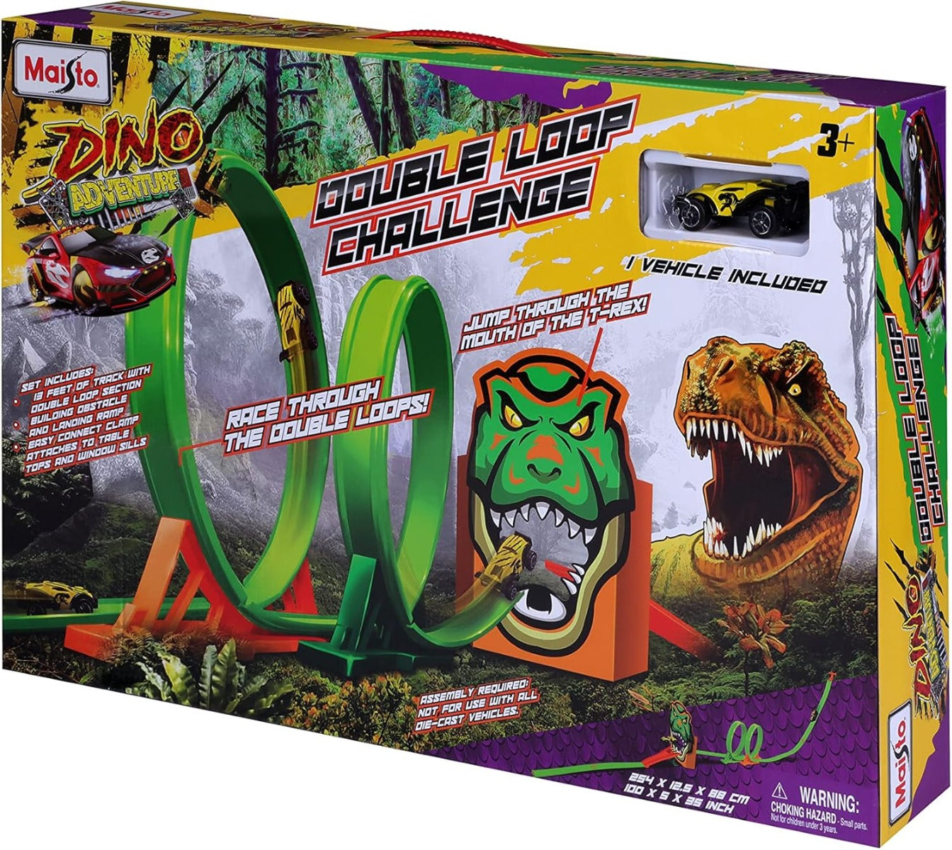 Buy Maisto Playset Challenge Dino Adventure Double Loop With 1 Car | Yallatoys.com