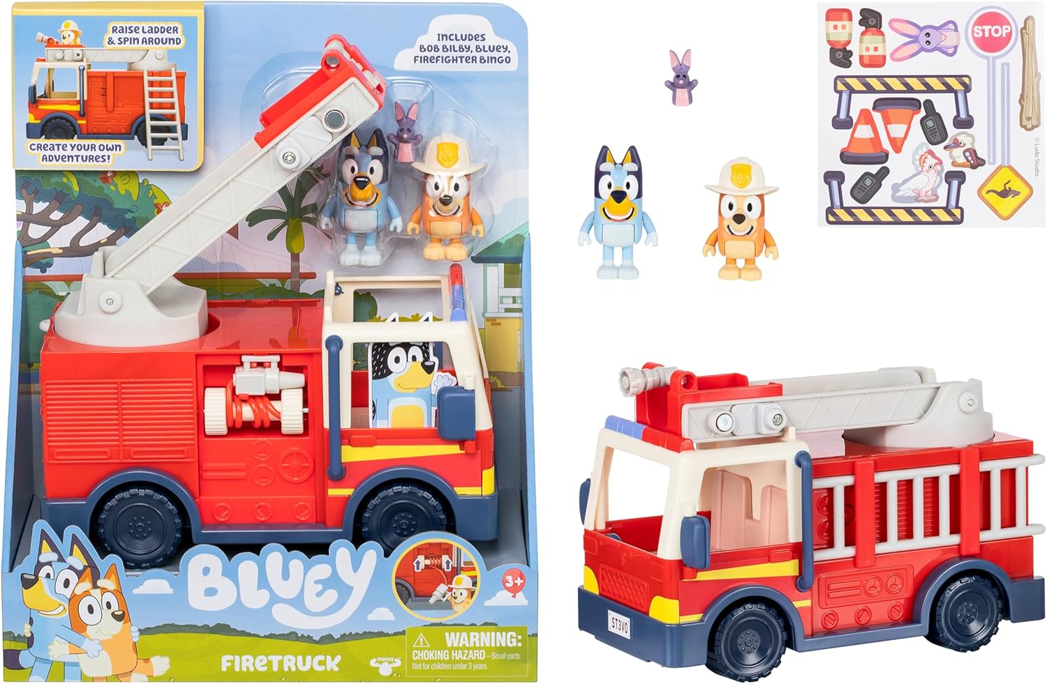 Bluey Firetruck Toy Playset with Firefighter Bingo
