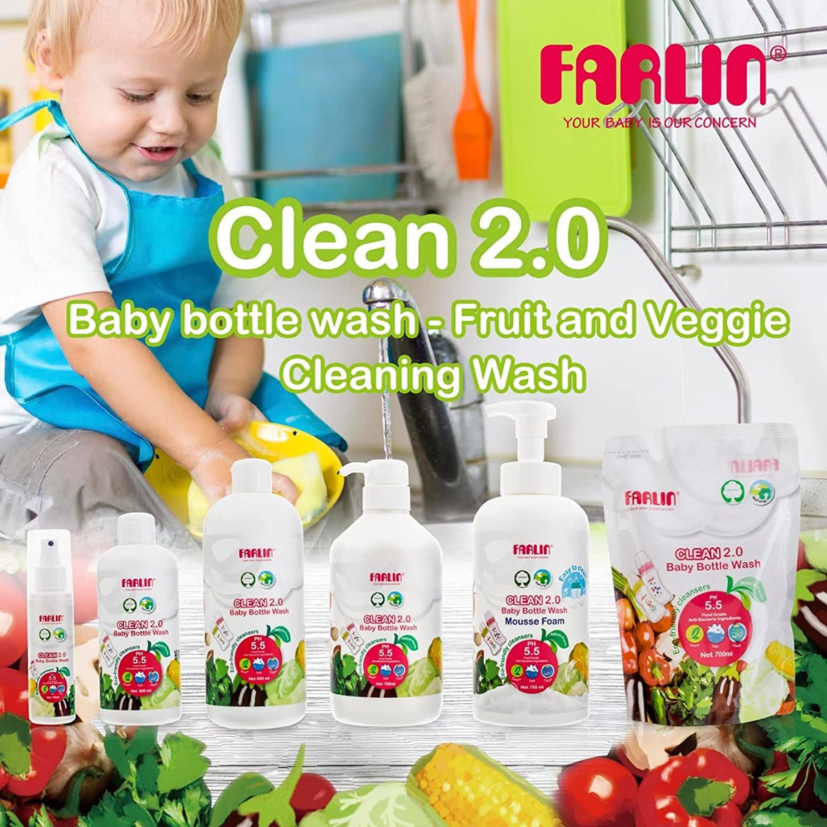 Farlin  Baby Bottle Wash 500Ml Farlin Yallatoys