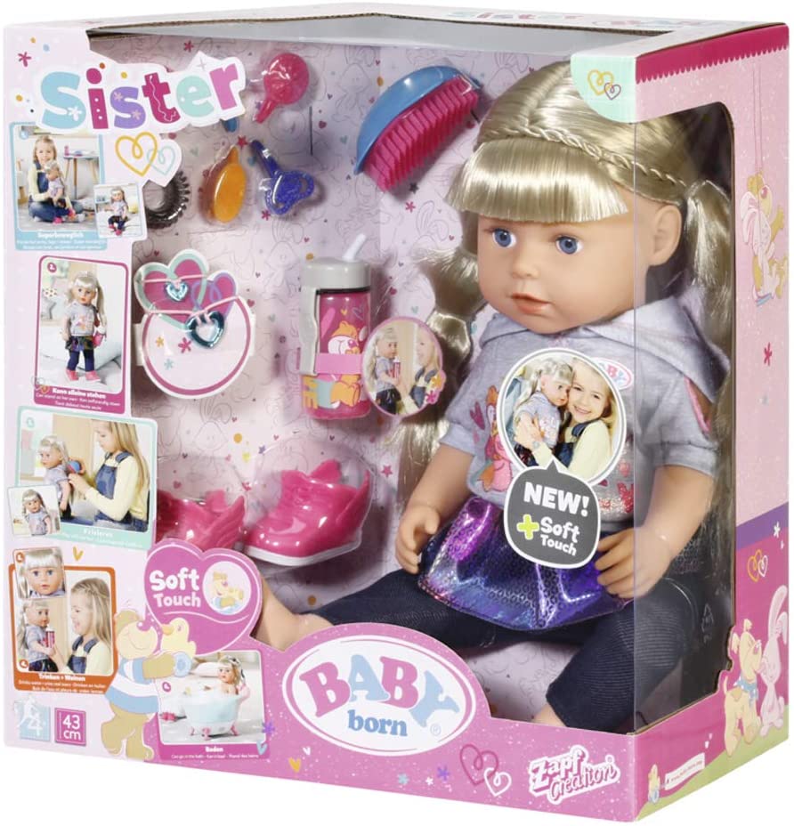 Buy Baby Born Soft Touch Sister Blond 43Cm Doll | Yallatoys.com