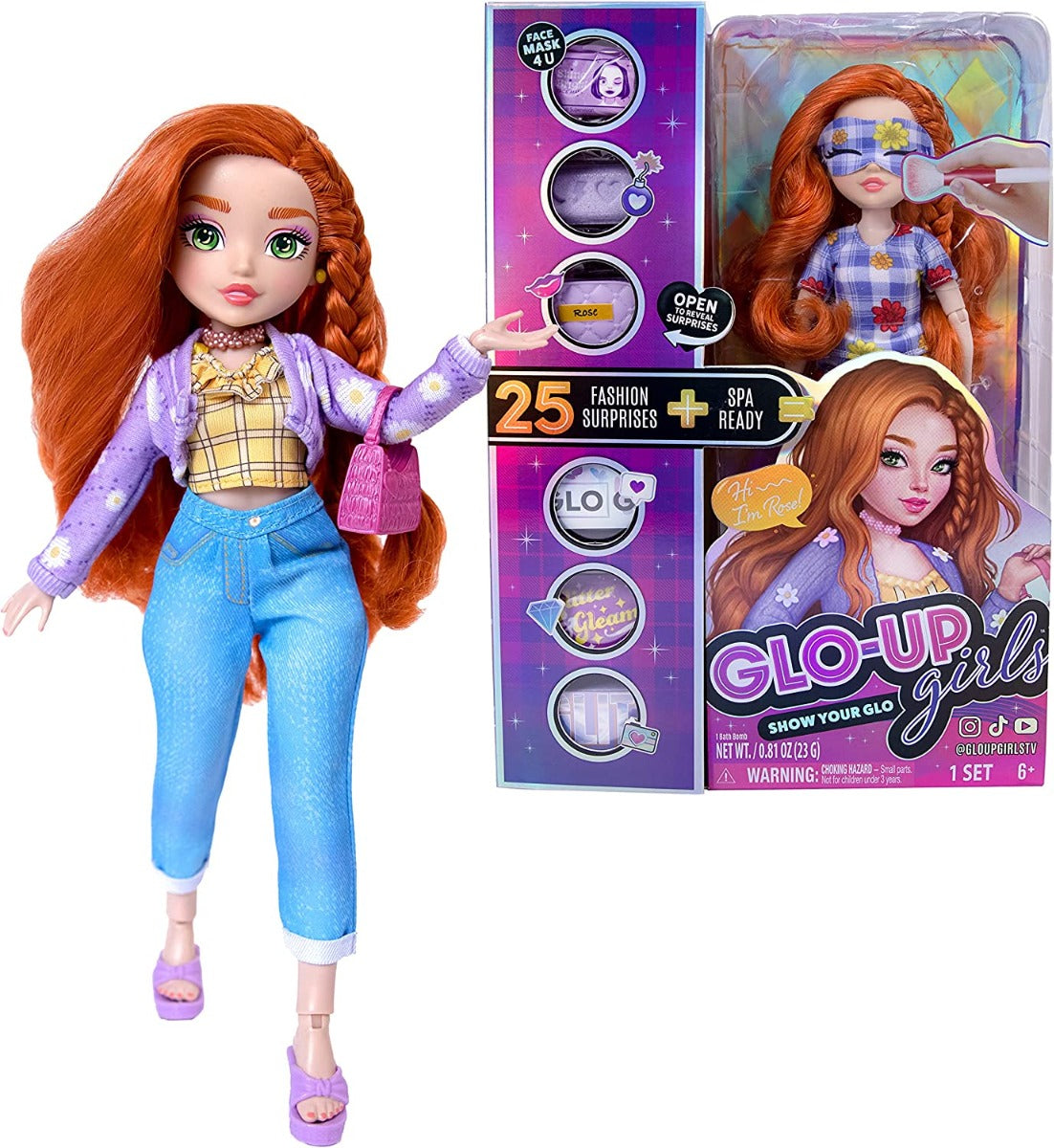 Buy Glo Up Rose Redhead Girl Alternative Girl Fashion Doll with 25 Fabulous Surprises | Yallatoys.com