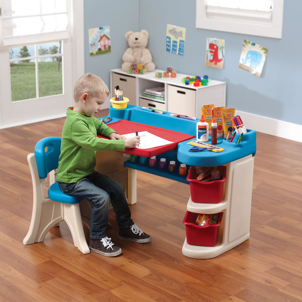 Buy Step2 Studio Art Desk with Desk Chair and bins for storing supplies | Yallatoys.com