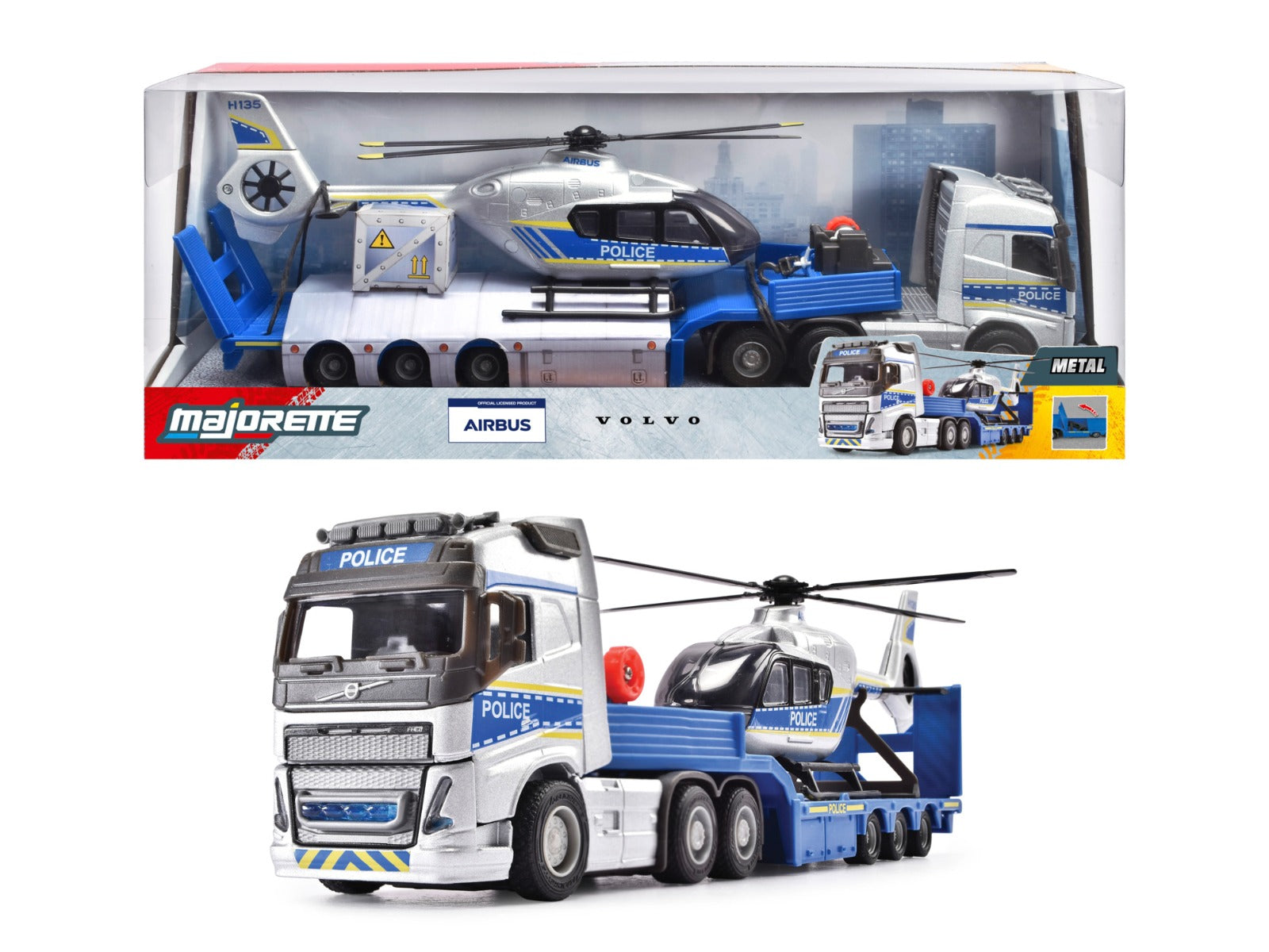 Buy Majorette Volvo Truck With Airbus Police Helicopter | Yallatoys.com