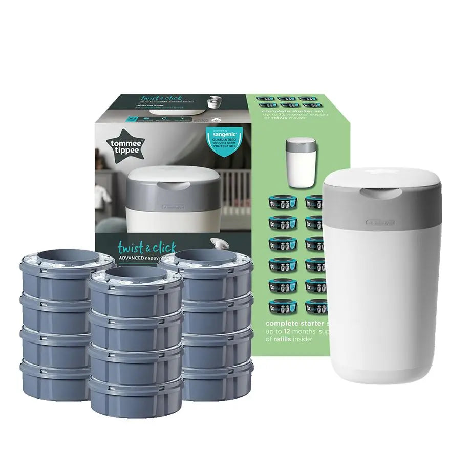 Tommee Tippee Twist And Click Advanced Nappy Disposal Sangenic with 12pieces Refill Yallamomz Yallatoys