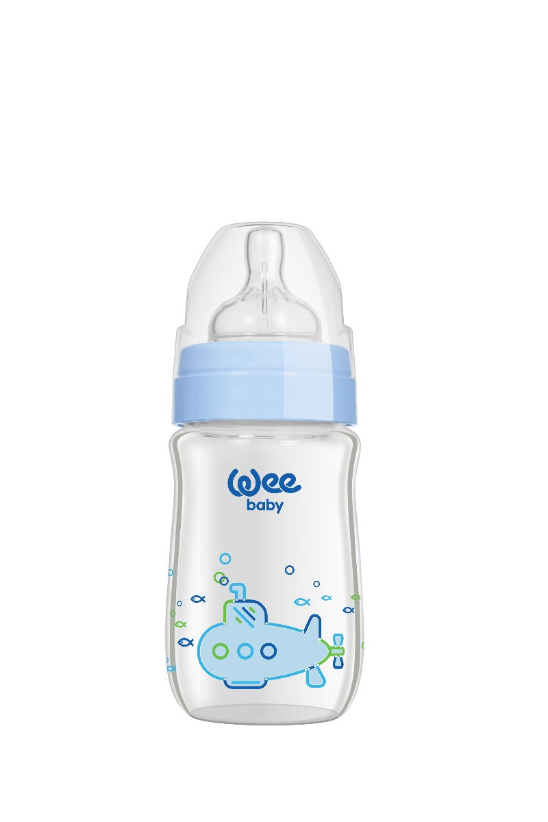 Buy Wee Baby Heat Resistant Patterned  Classical Wide Neck Glass Fedding Bottle 180ml (Sold Separately Subject to Availability) | Yallatoys.com
