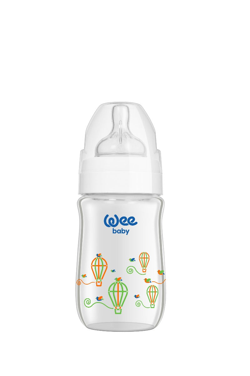 Buy Wee Baby Heat Resistant Patterned  Classical Wide Neck Glass Fedding Bottle 180ml (Sold Separately Subject to Availability) | Yallatoys.com