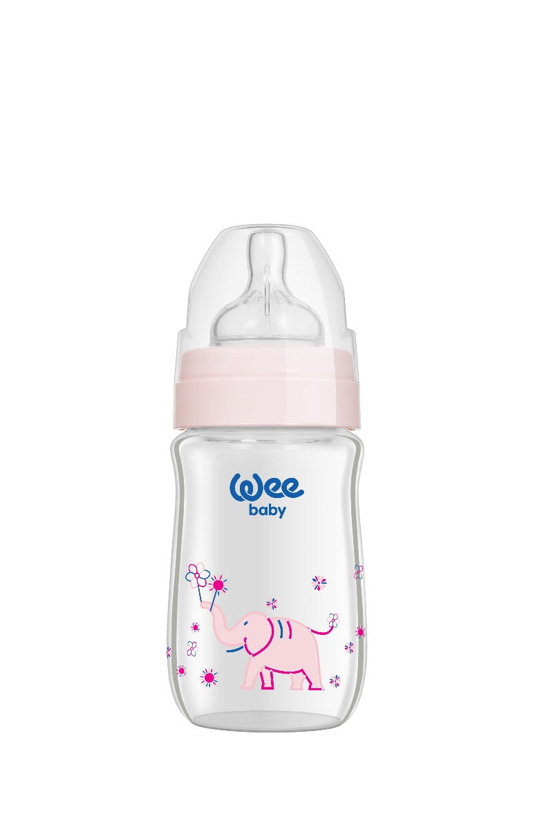 Buy Wee Baby Heat Resistant Patterned  Classical Wide Neck Glass Fedding Bottle 180ml (Sold Separately Subject to Availability) | Yallatoys.com