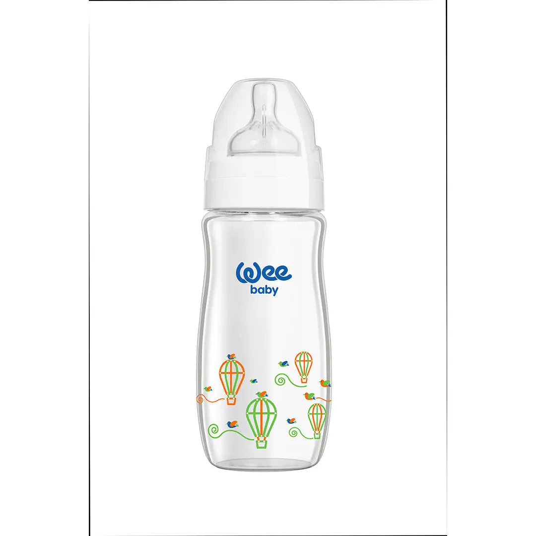 Wee Baby Heat Resistant Patterned Classical Wide Neck Glass Fedding Bottle 280ml (Sold Separately Subject to Availability) Wee Baby