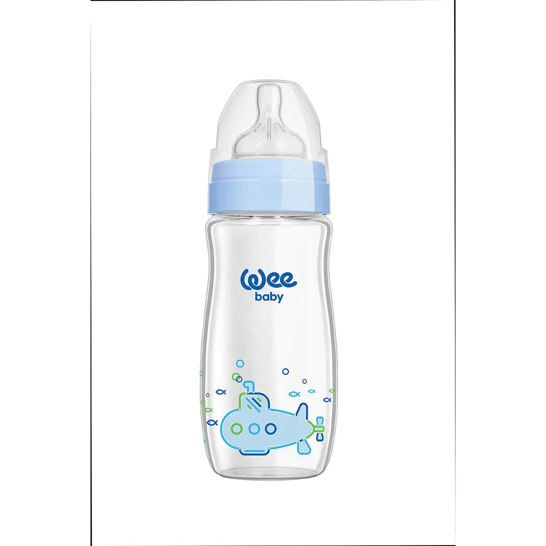 Wee Baby Heat Resistant Patterned Classical Wide Neck Glass Fedding Bottle 280ml (Sold Separately Subject to Availability) Wee Baby
