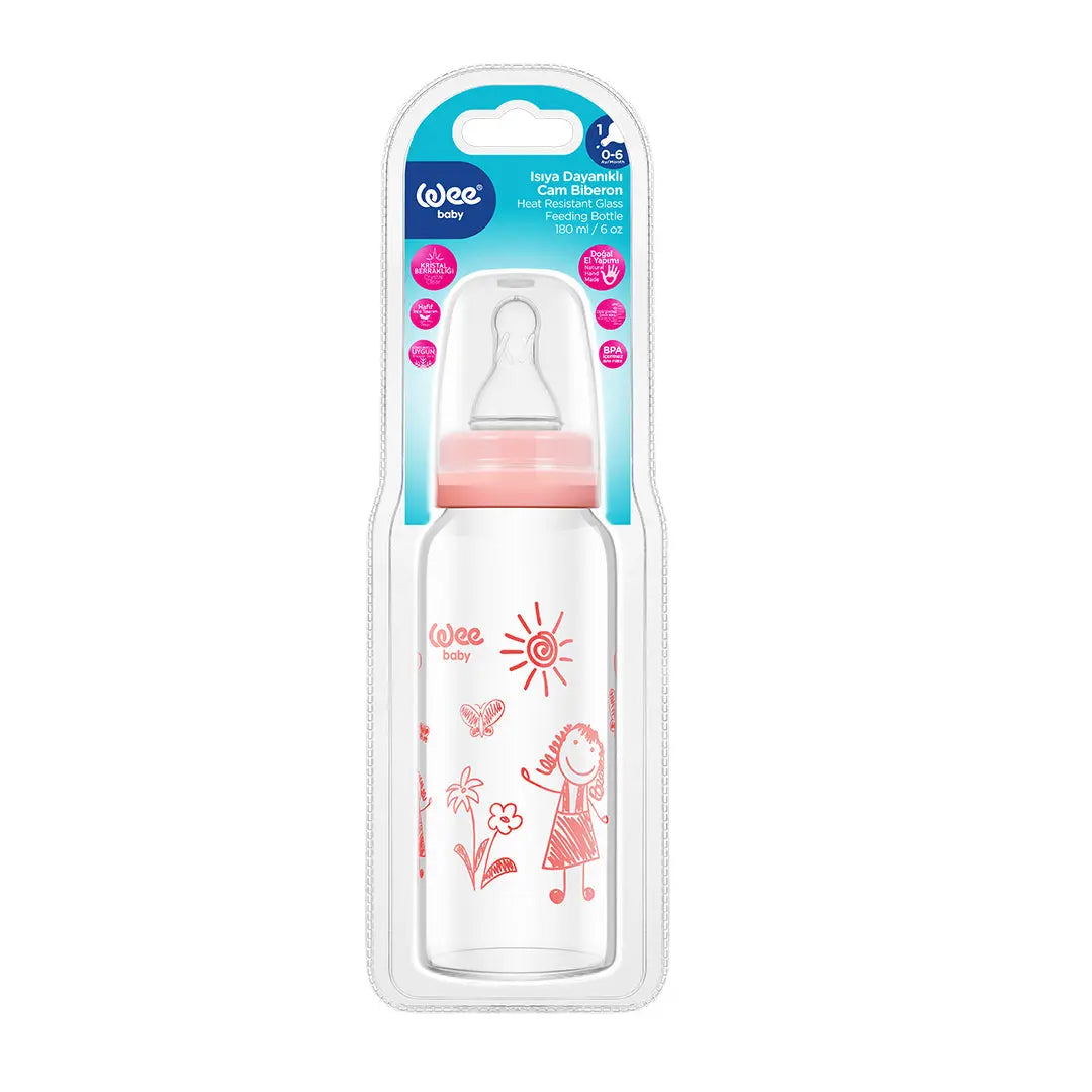 Wee Baby Heat Resistant  Glass Feeding Bottle 180ml (Sold Separately Subject to Availability) Wee Baby Yallatoys