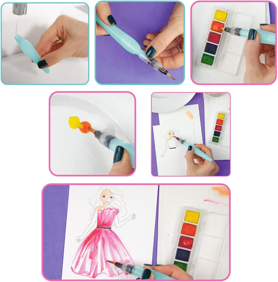 Buy Top Model Watercolour Creative Painting Set with 20 Sheets | Yallatoys.com