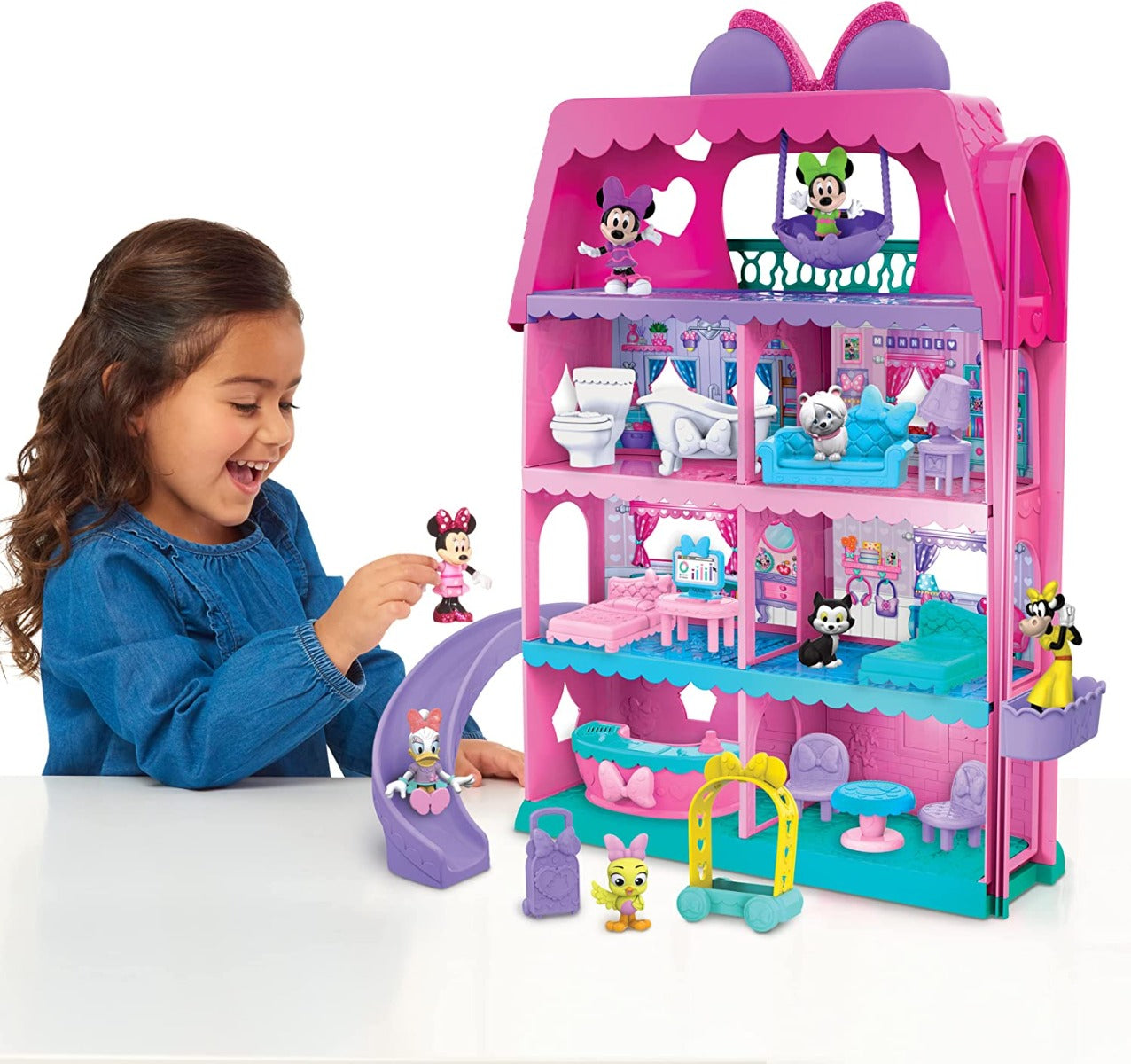 Buy Disney Minnie Mouse Bow Tel Hotel 2 Sided Playset with 20 Accessories | Yallatoys.com